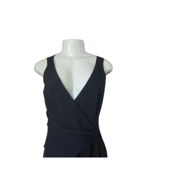 Marina Black Sleeveless Maxi Dress w Deep V-Neck & Draped Waist Size 4 - Picture 3 of 8